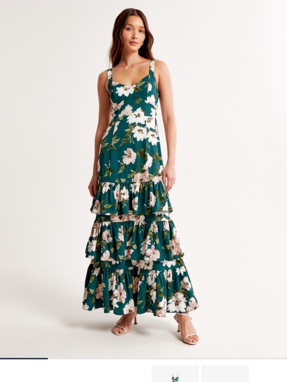 Abercrombie & Fitch Teal Floral Tiered Maxi Dress